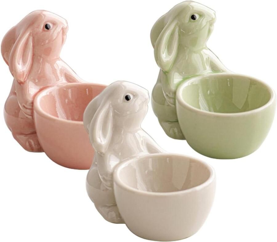 Keramische Ei Houders Eierstandaard Set Paasdecoratie Schattig Konijnontwerp 85 x 7 cm Meerdere kleuren