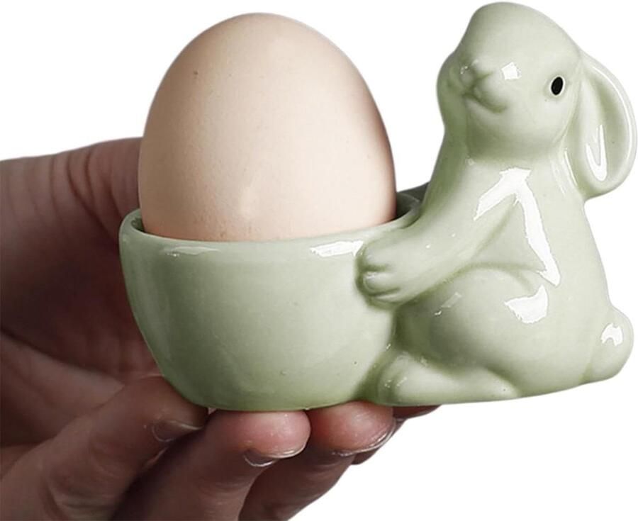 Keramische eierbeker Paas eierdopje konijn Ontbijt serveren Stijlvol konijn ontwerp 8.8 x 6.5 cm Groen