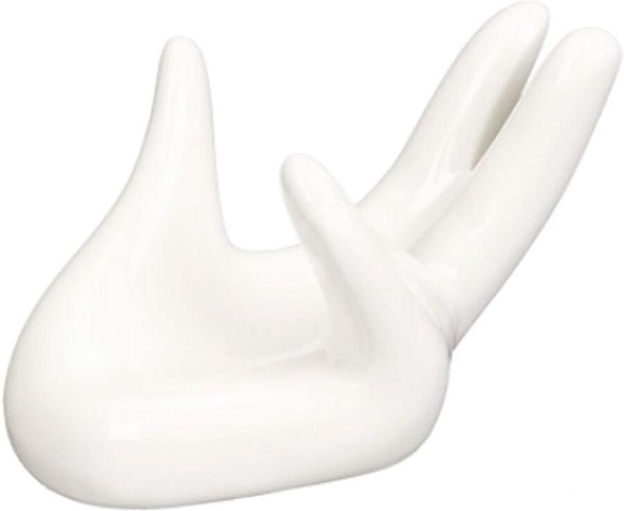 Keramische Eierbekerhouder Eierhouder Stand Ontbijt Tafel Decoratie Creatieve Handvorm 3.1 inch Lengte Wit