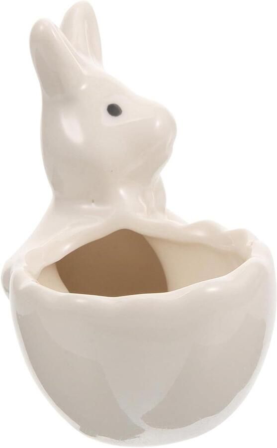 Keramische Eierdop Ei Houder Konijn Ontbijt Presentatie Schattige Bunny Vorm 8.40X8.00X4.00CM Wit
