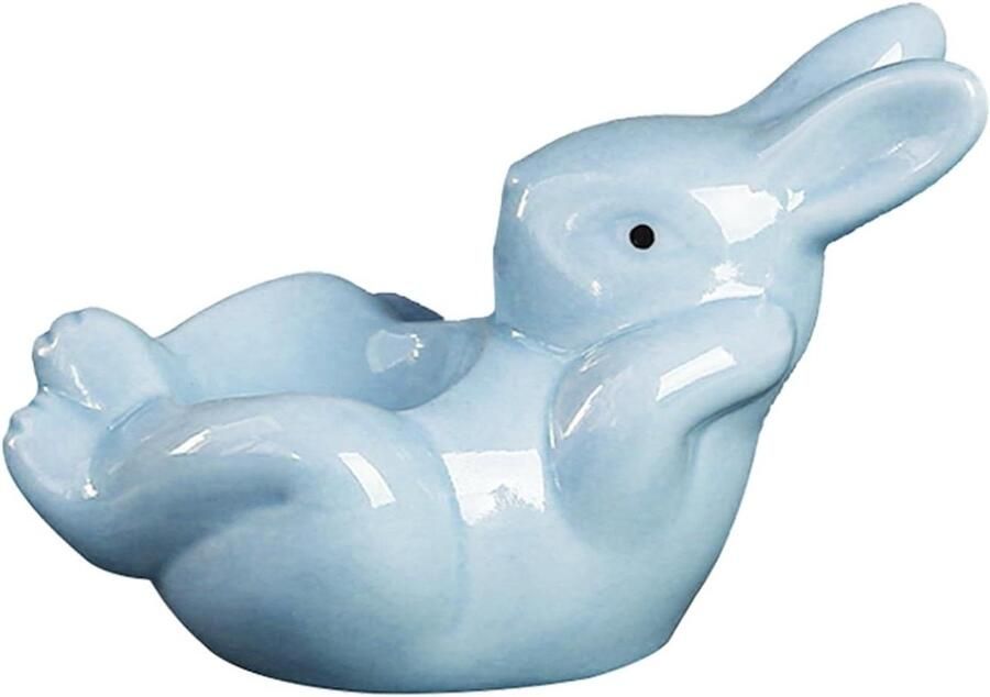 Keramische eierdop Eierhouder Bunny Ontbijt tafeldekking Charmant konijnenontwerp 75 cm Blauw