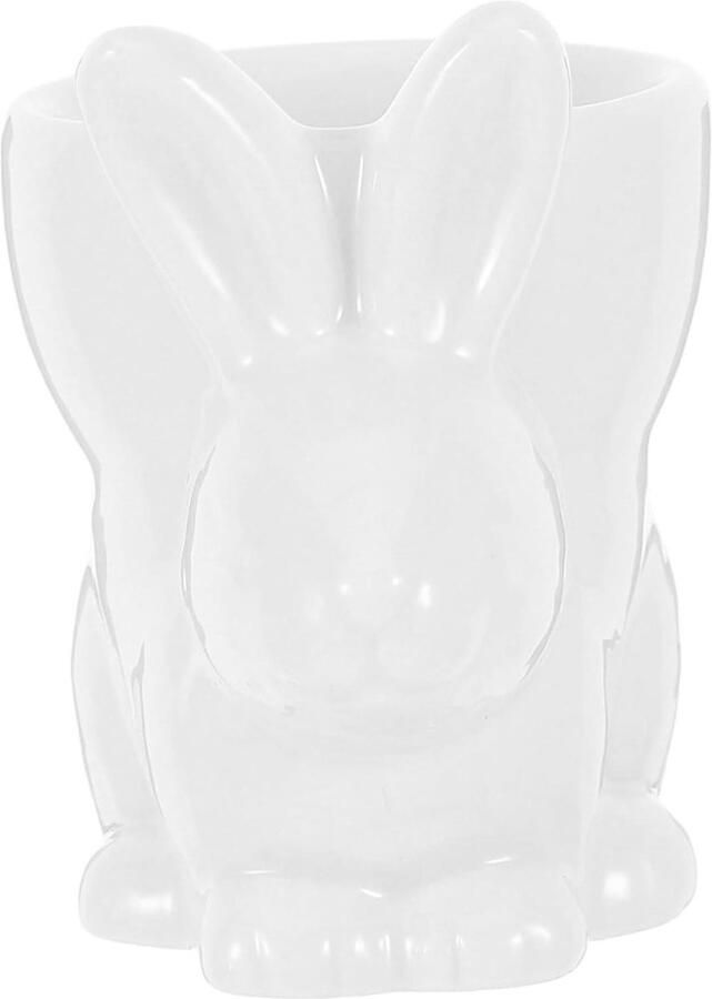 Keramische Eierdop Eierhouder Konijn Ontbijt Serveren Uniek Dierontwerp 7.2 x 6.8 x 5.1 cm Wit