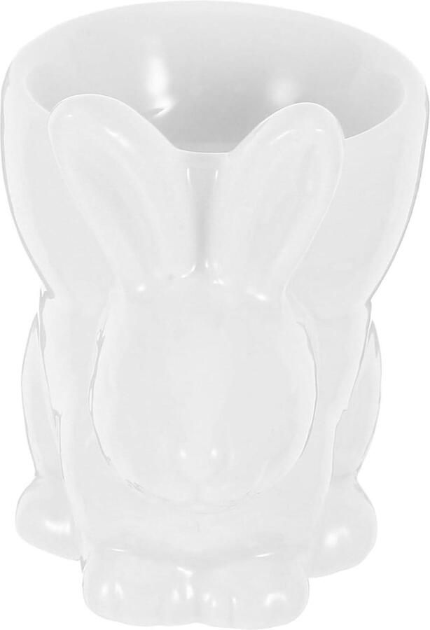 Keramische Eierdop Eierhouder Konijn Ontbijt Serveren Unieke Konijnenvorm 7.2 x 6.8 x 5.1 cm Wit