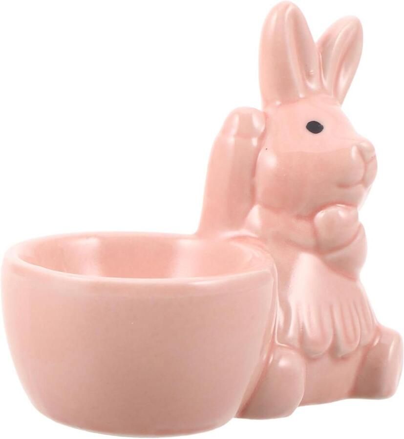 Keramische Eierdop Konijn Eierhouder Ontbijt Serveren Charmant Konijn Design 8.2 x 7.3 x 4 cm Roze