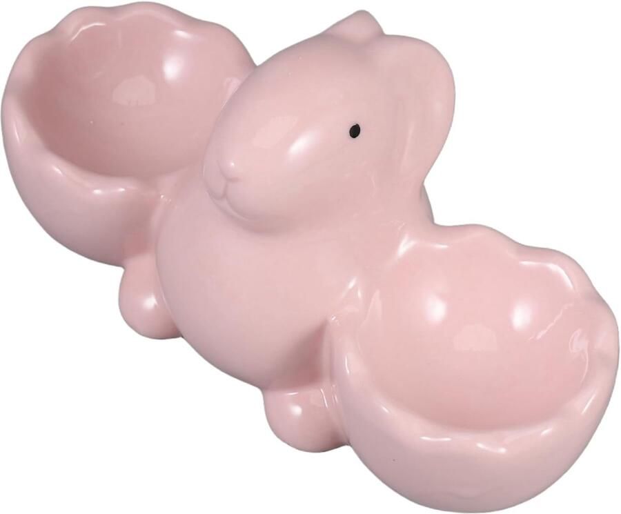 Keramische Eierdop Konijn Houder Ontbijt Tafel Decoratie Handgemaakt Ontwerp 14 x 7.6 x 5.5 cm Roze