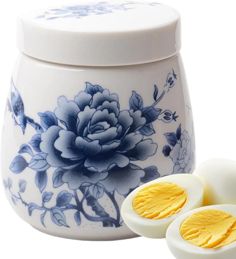 Eierkoker Set Ontbijtbekers Zachtgekookte Eieren Lekvrij Dekselontwerp 220 ml Orchid Peony