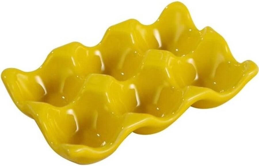 Keramische Eierdop Organisator Eierhouder Dispenser Keuken Opslag Modern Design 14.5x9.5cm Geel