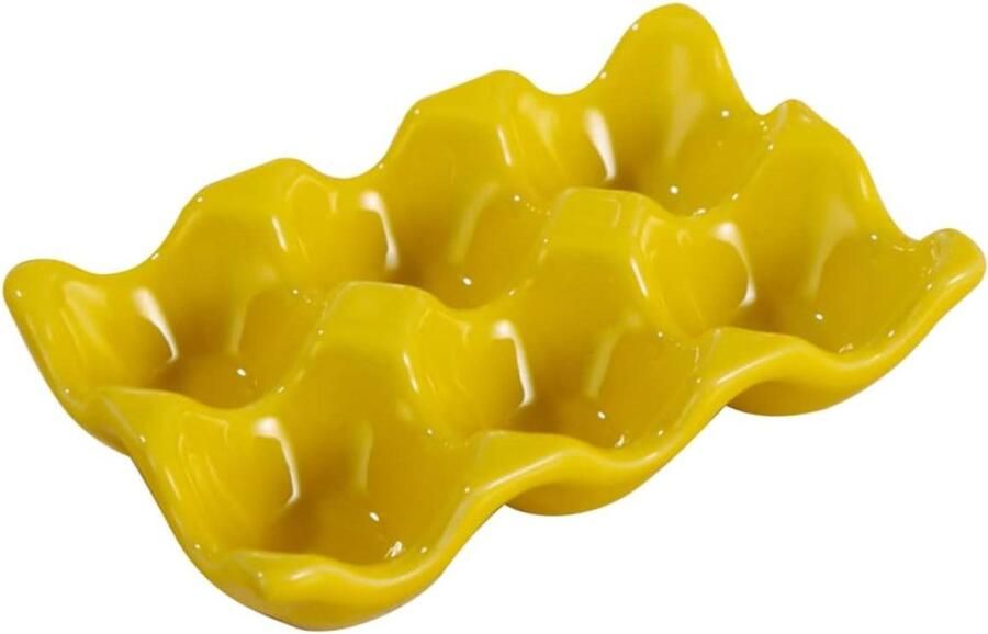 Keramische Eierdop Organisator Eierhouder Dispenser Keuken Opslag Modern Design 14.5x9.5cm Geel