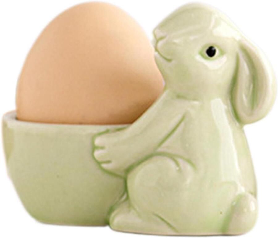 Keramische Eierdopjes Ei Cup Houder Ontbijt Presentatie Konijn Vorm Ontwerp 8.2 Centimeter Diameter Groen