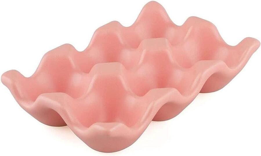 Keramische Eierdopjes Eierhouder Container Keuken Opbergen Stapelbaar Ontwerp 145 x 95 x 32 cm Roze
