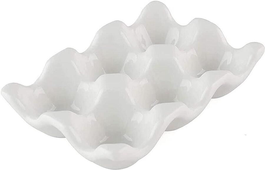 Keramische Eierdopjes Eierhouder Dispenser Keuken Organiseren Stapelbaar Ontwerp 145 x 95 x 32 cm Wit