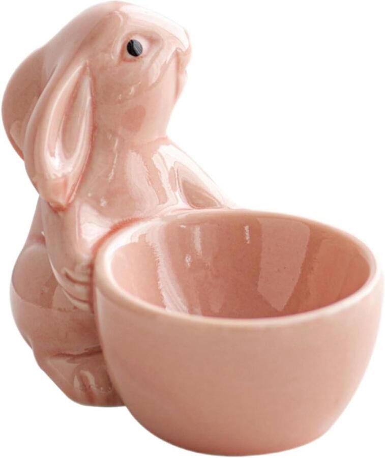 Keramische Eierdopjes Eierhouder Konijn Ontbijt Serveren Speels Konijn Design 8.5 x 7 cm Wit