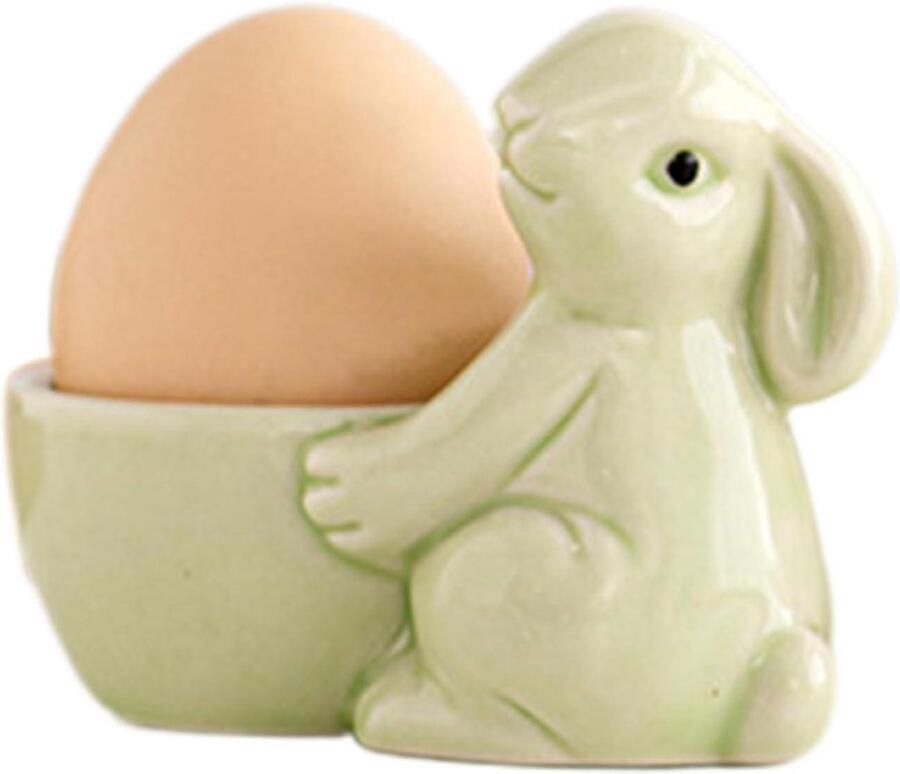 Keramische eierdopjes Eierhouder mok Ontbijt tafel decoratie Schattig konijnenmotief 85 x 7 cm Wit