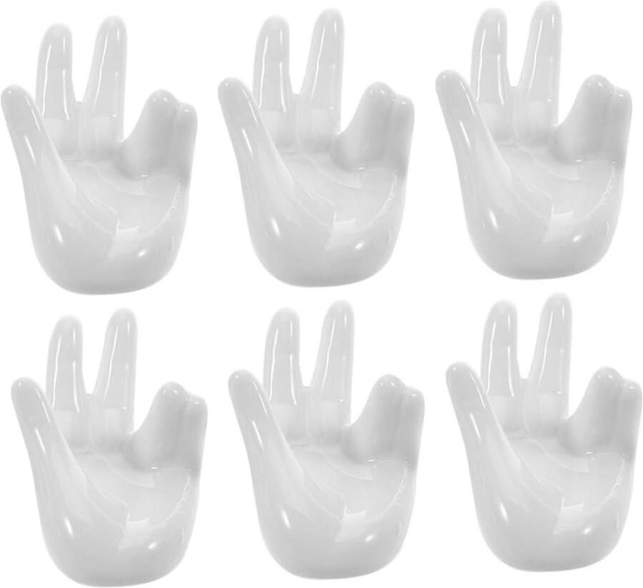 Keramische Eierdopjes Eierhouders Display Paasdecoratie Presenteren Handvormig Ontwerp 7.5 cm Wit