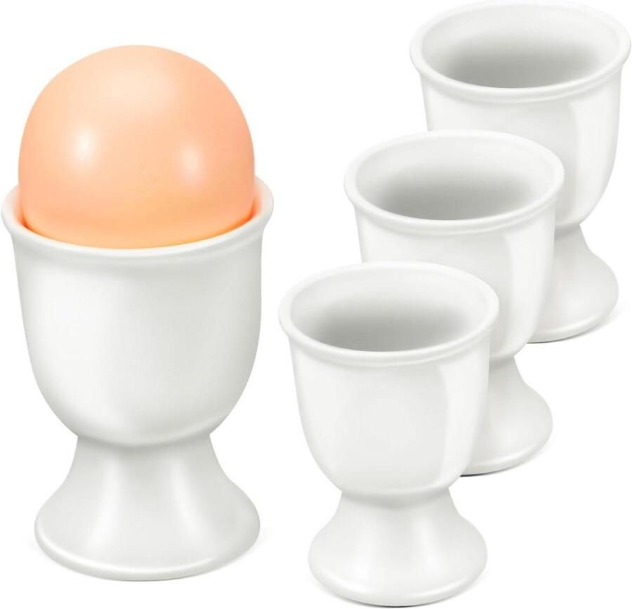 Keramische Eierdopjes Eierhouders Ontbijt Serveren Gladde Textuur 7 x 5.3 x 5.3 cm Wit