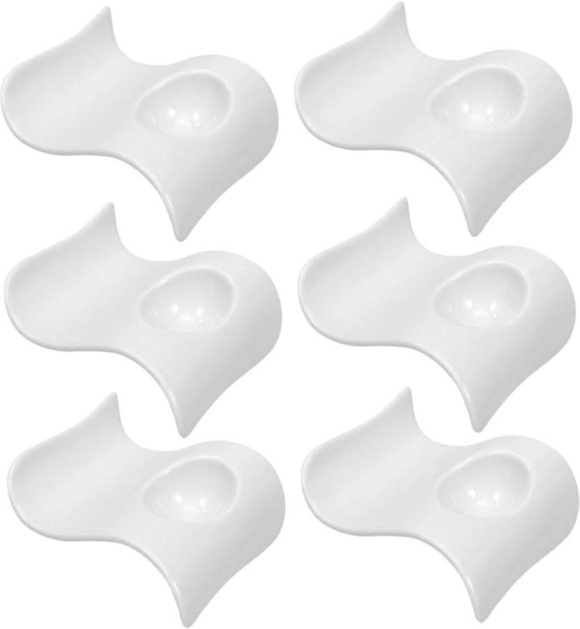 Keramische Eierdopjes Eierhouders Set Ontbijt Serveren Vintage Stijl 6 Stuks Wit
