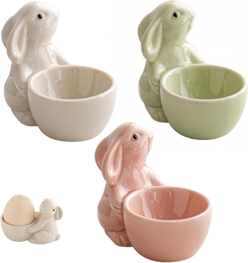 Keramische Eierdopjes Hazen Eierhouders Ontbijt Decoratie Houdt Ei Stabiel 8.5 x 5 x 7 cm