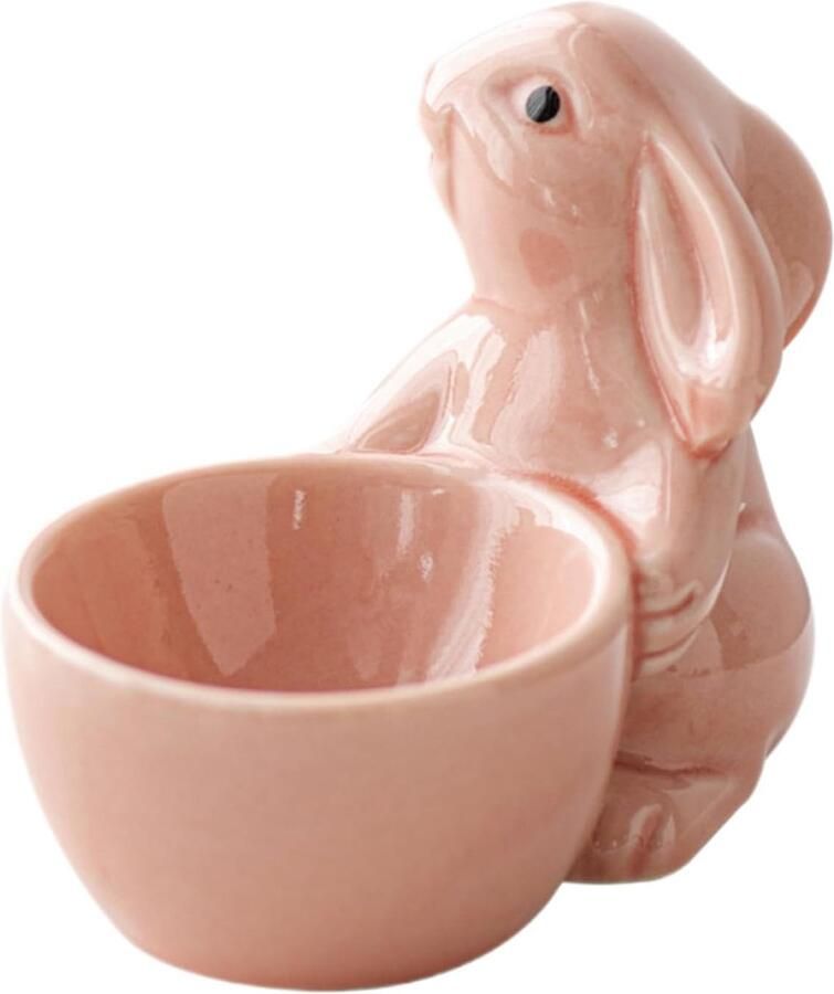 Keramische eierdopjes Houder beeldje Ontbijt presentatie Konijnvorm ontwerp 85x7cm Roze
