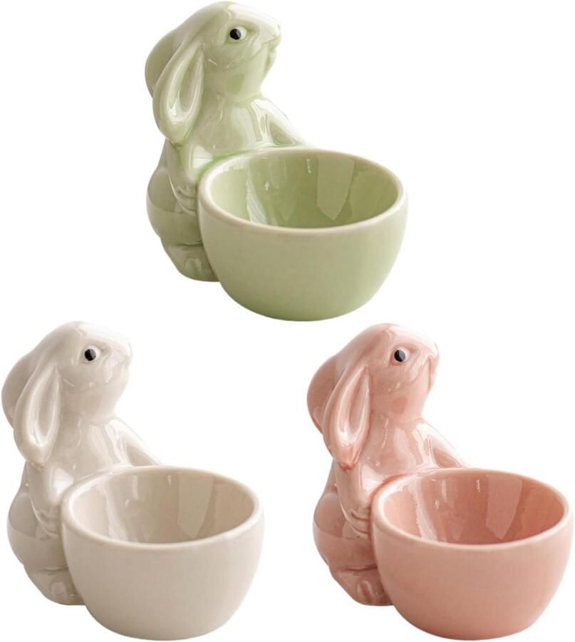 Keramische eierdopjes Konijn eierhouder Ontbijt serveren Schattig design 3 stuks Meerdere kleuren