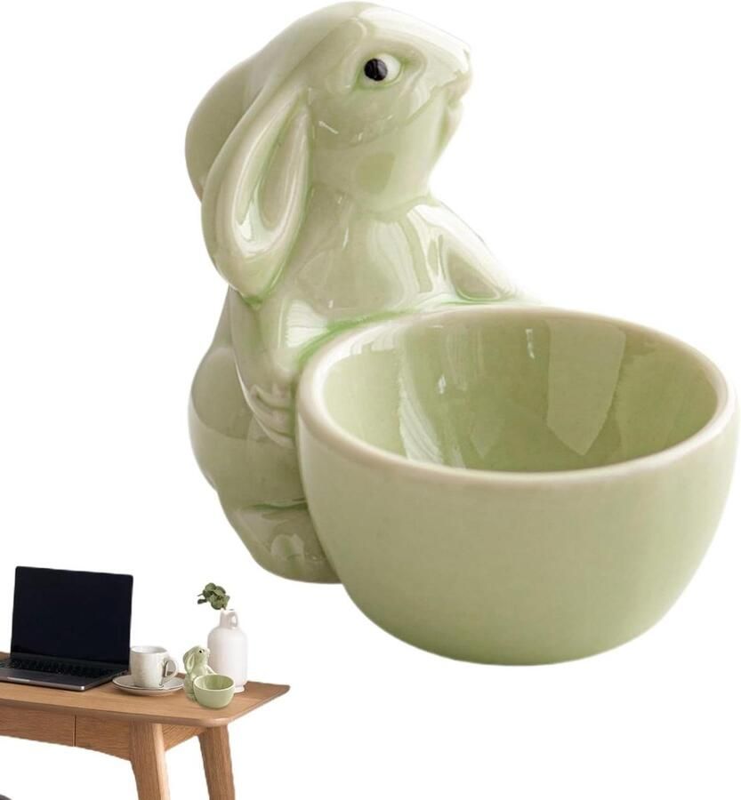 Eierdopjes Konijn Eierhouders Keramiek Ontbijt Serveren Stabiele Presentatie 85x7 cm Groen