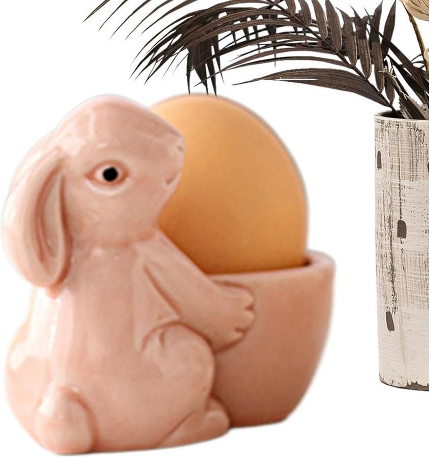 Keramische eierdopjes Ontbijtservies Eierbeker Ontbijt serveren Stapelbaar design 9.9 cm hoog Roze
