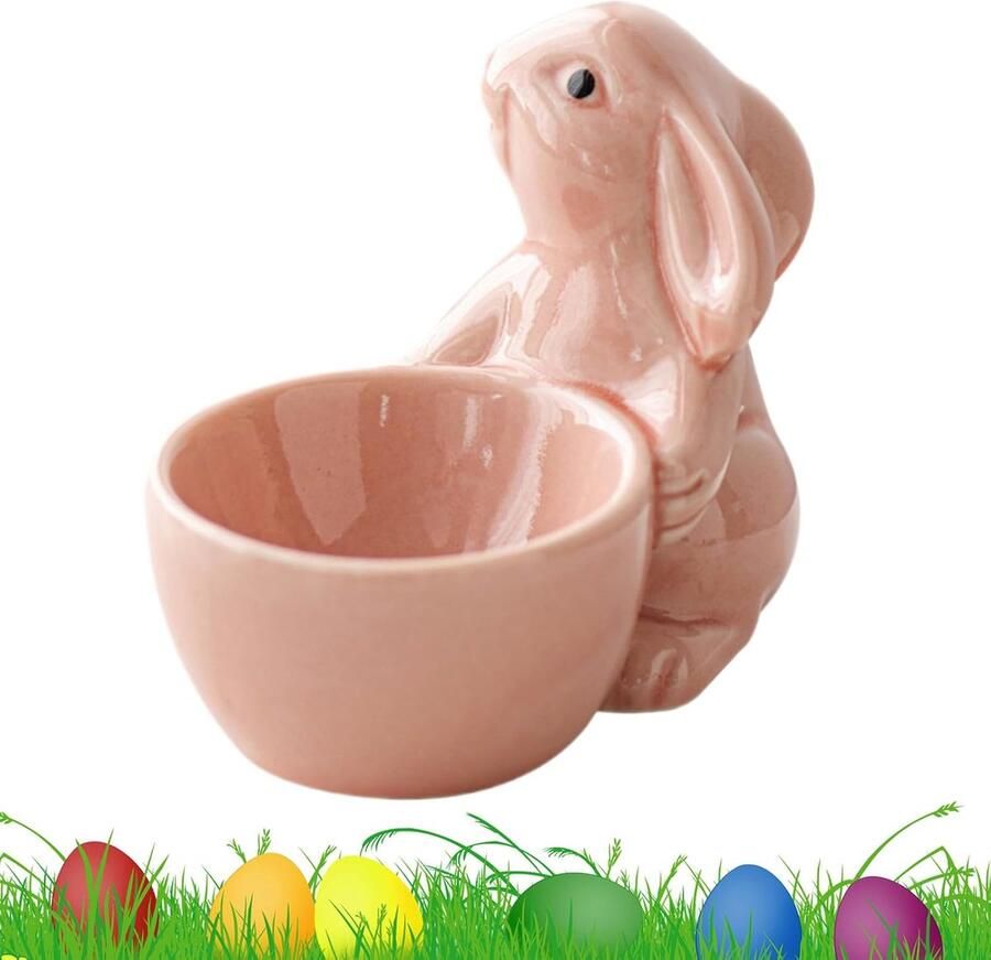 Keramische eierdopjes Paasdecoratie houder Ontbijt serveren Schattig konijn design ca. 8.5x7cm Meerdere kleuren