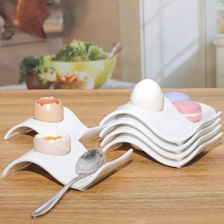 Keramische Eierdopjes Set voor Ontbijt en Brunch Eierdopje en Eiersnijder Combo - Foto 3