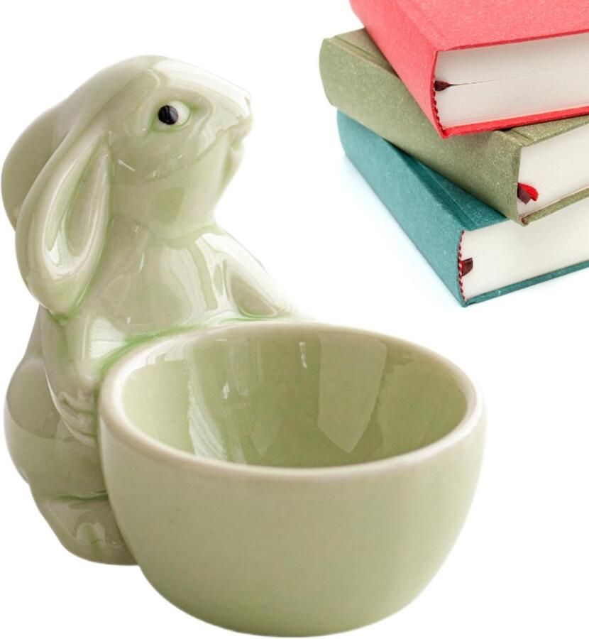Keramische eierhouder Eierbeker organizer Ontbijt tafel dekken Voorkomt wegrollen 8.5 x 7 cm Groen
