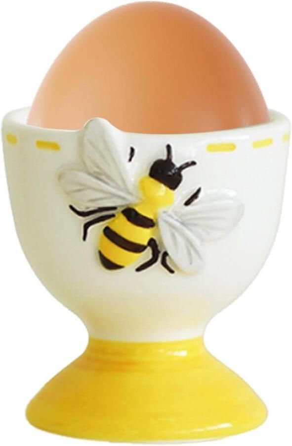 Keramische eierhouder Eierdopje eierbeker Ontbijt serveren Handbeschilderd bloemenmotief ca. 7x7x7 cm Multicolor