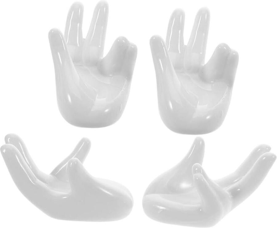 Keramische Eierhouder Eierdopje Handvorm Paasdecoratie Unieke Handvorm 7.5 cm Wit