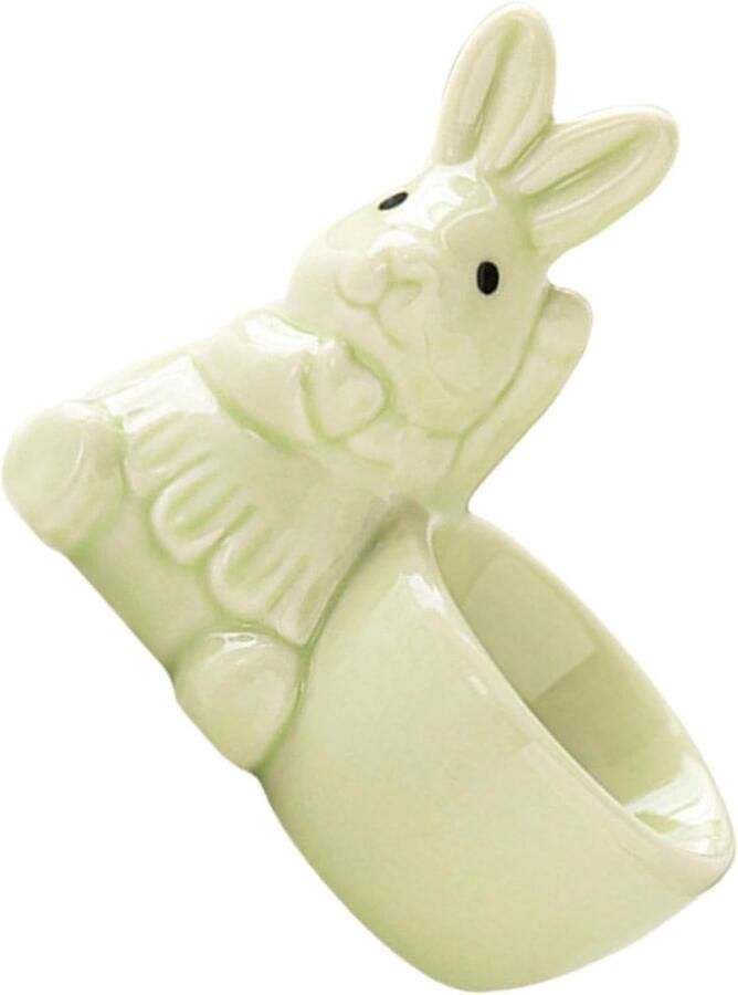 Keramische eierhouder Eierdopje konijn Ontbijt presentatie Stijlvol decorstuk 8.2 x 8.2 x 9.6 cm Wit