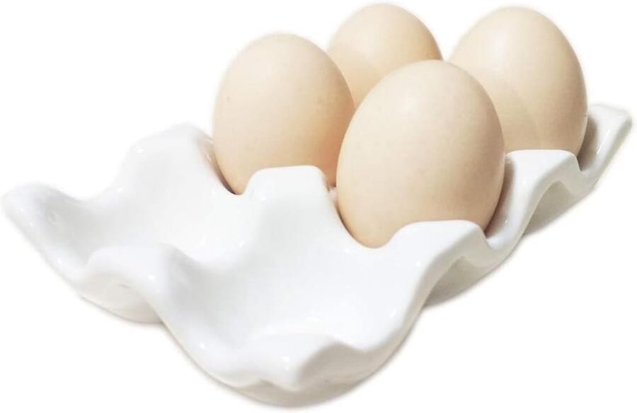 Keramische eierhouder Eierlade porselein Keuken opslag Voor 6 eieren 135x9x3 cm Wit