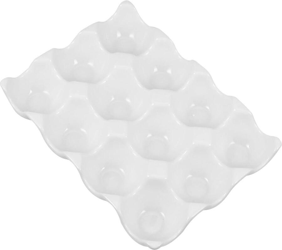 Keramische Eierhouder Eierrek Koelkast Eieren Opbergen Voor 12 Eieren 19.5 cm Wit