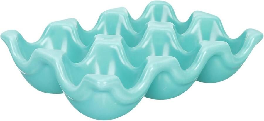 Keramische Eierhouder Eierrekje Keuken Eieren Opslag Compact Ontwerp 14.5x9.5cm Groen
