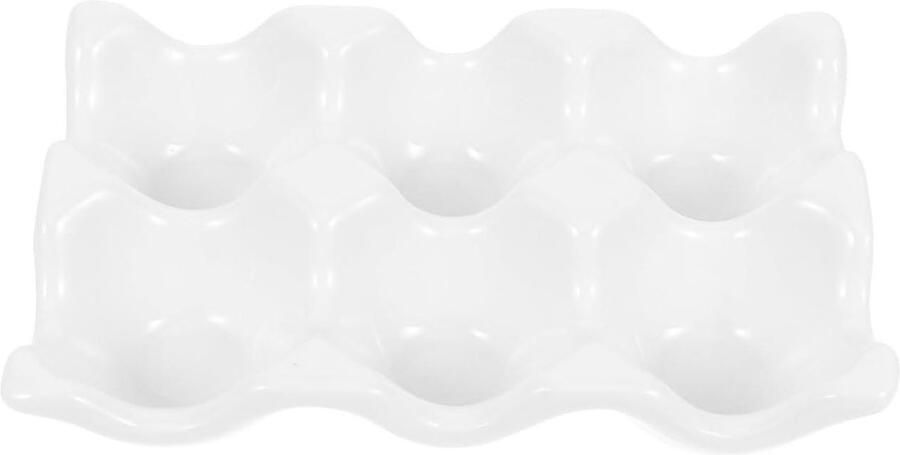 Keramische eierhouder Eierrekje koelkast Eieren bewaren Voor 6 eieren 145 x 98 cm Wit
