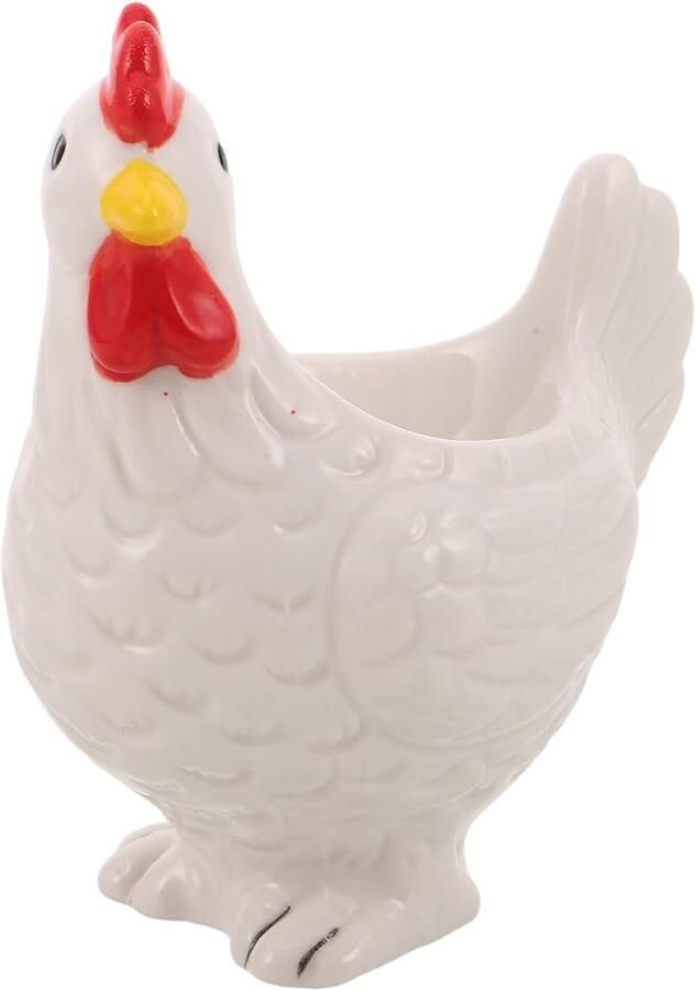 Keramische Eierhouder Kip Vorm Ontbijt Presentatie Speelse Elegantie 11 cm Wit