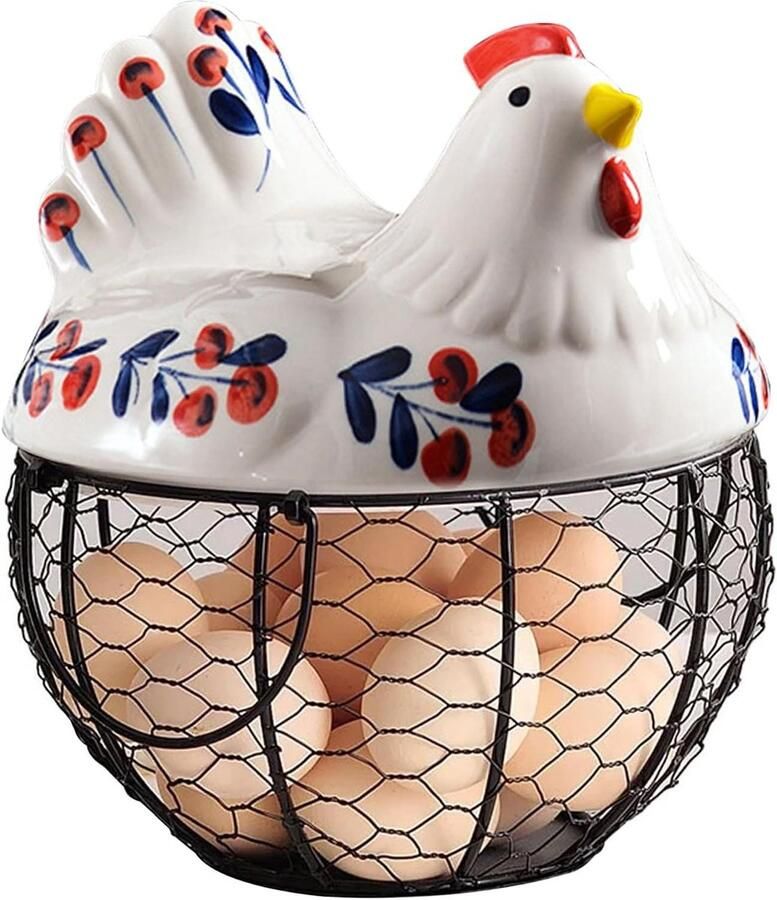 Keramische eierhouder Kippenmand Eieren verzamelen Met handvat 195 cm Stijl 1