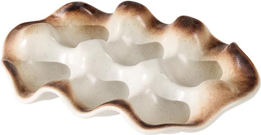 Keramische eierhouder lade met 6 kopjes opslag container rek voor koelkast aanrecht kast in wit