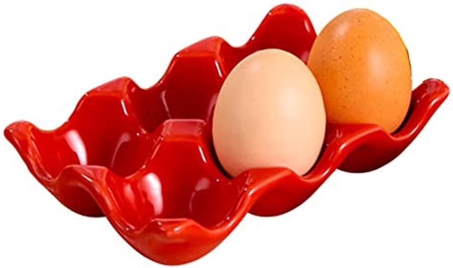 Keramische Eierhouder Porseleinen Tray Verse Eieren Bewaren Stapelbaar Ontwerp 145 cm Rood