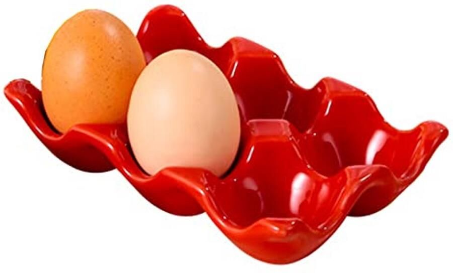 Keramische Eierhouder Porseleinen Tray Verse Eieren Bewaren Stapelbaar Ontwerp 145 cm Rood