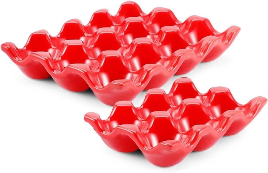 Keramische Eierhouder voor 18 Eieren Opslag en Presentatie in Keuken en Koelkast
