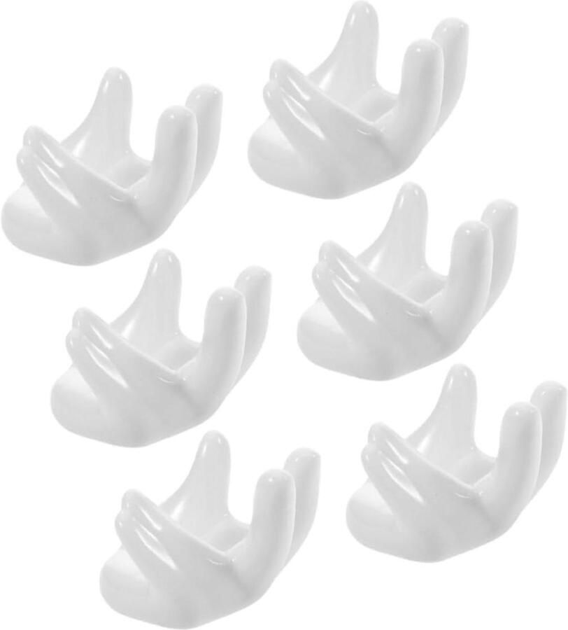 Keramische Eierhouders Eierdopjes Houder Paasdecoratie Handvormig Ontwerp 7.5 cm Wit
