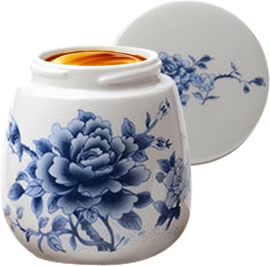 Keramische eierkoker Stroper set Ontbijt koken Veilig deksel 9 cm Orchidee Pioen