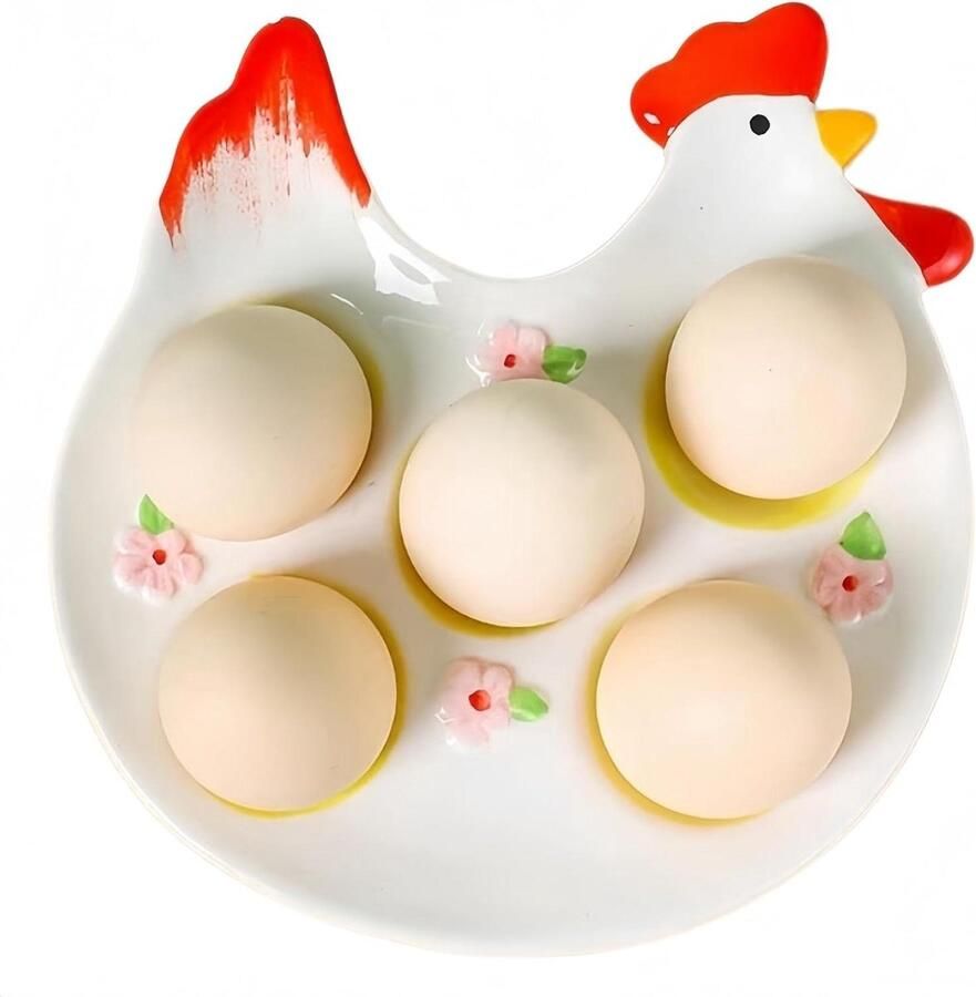 Keramische Eiermand Eierhouder Kippenvorm Keuken Organisatie Twee Maten Keuze 11.7 cm of 17.3 cm Wit