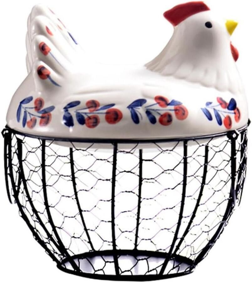 Keramische Eiermand Eierhouder met Deksel Keuken Organiseren Rustiek Ontwerp 26 x 26 x 21 cm