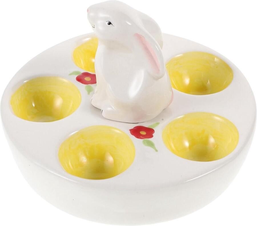 Keramische Eierschaal Paaseierschaal Konijn Gevulde Eieren Presenteren Feestelijk Middelpunt 16.7 cm Meerkleurig
