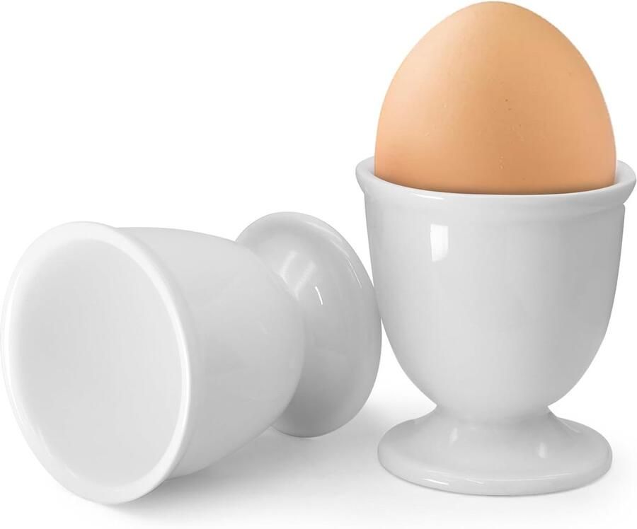 Keramische eierstandaarden Eierdopjes set Ontbijt presentatie Set van twee Wit
