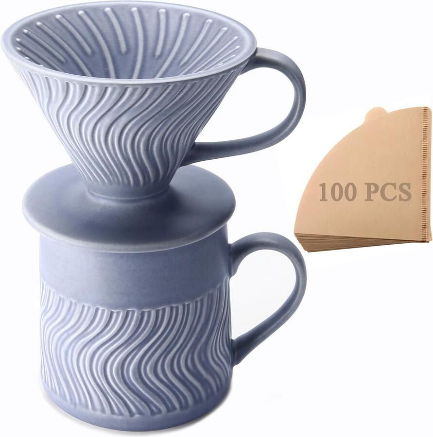 Keramische Giet-over Koffiezetapparaat 16 oz 100 Filters 4 Koppen Paars