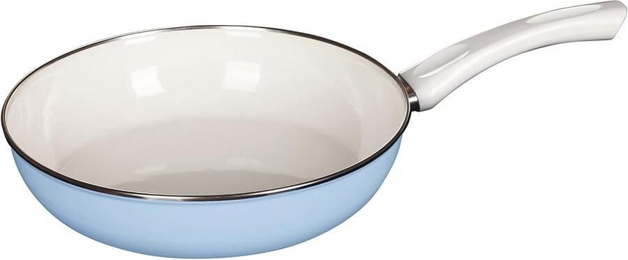 Keramische glazen pan pastelblauw 28 cm klassieke emaille pan voor inductie en energiezuinig koken