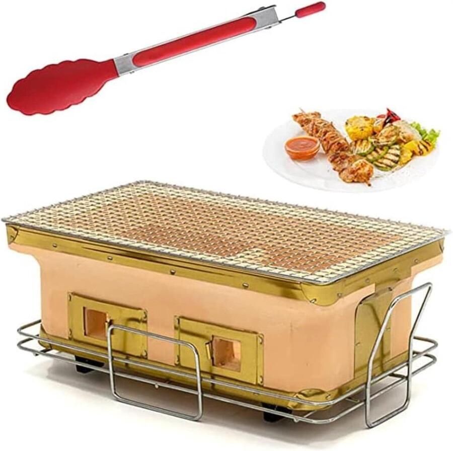 Keramische Grill Tafel BBQ Buiten Koken Draagbaar Ontwerp 40x23x15.5cm Geel